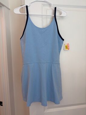 Free People Light Blue Mini Romper with Black Trim